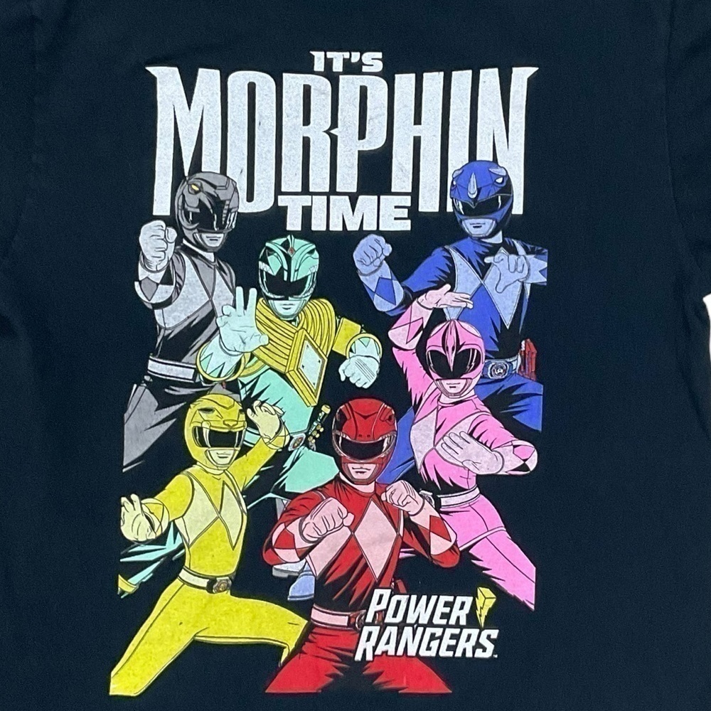 Power Rangers Its Morphin Time Graphic Tee Black Shirt Medium